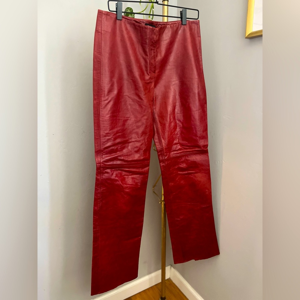 Parallel Red Leather Pants ~ Size 10